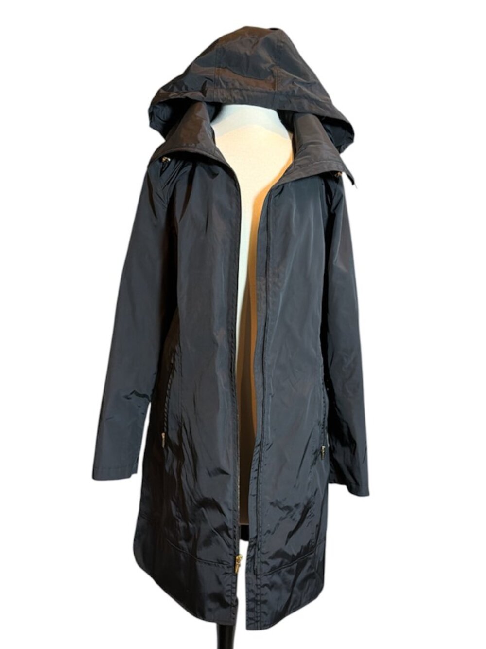 Cole Haan Black Windbreaker Hooded Jacket